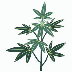 Simplicity cannabis plant freehand drawing flat design.