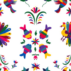Seamless pattern with cute birds and flowers for the holiday Cinco de mayo. Endless textures for your design.