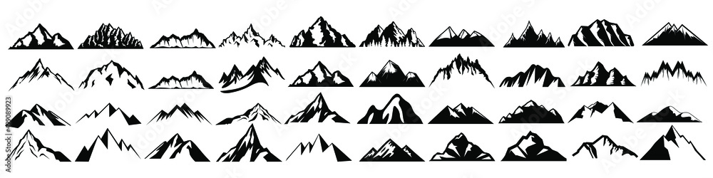 Wall mural mountains icon vector set. hike, travel illustration sign collection. camping symbol. - Wall murals