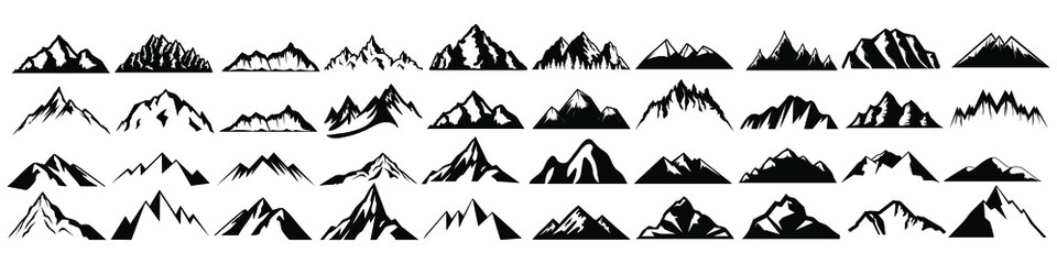 Mountains icon vector set. hike, travel illustration sign collection. camping symbol. © Denys