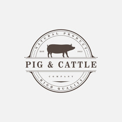 Pig and cattle logo badge