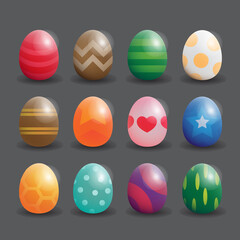 12 kinds of easter eggs for your poster or banner design on Easter