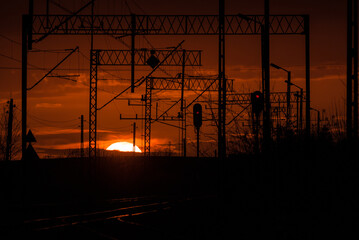 SEMAPHORE - Evening landscape of railroad infrastructure
