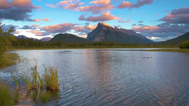 Sunset over Vermilion Lake in Banff National Park, Alberta, Canada