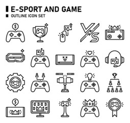 E-sport and game outline icon set. E-sport icon set. © Nack Thanakorn