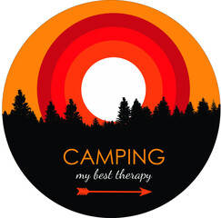 Vector emblem on the theme of camping. Print for clothes. Vector elements for prster banner.