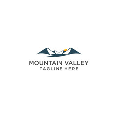 Mountain valley logo icon design vector template - obrazy, fototapety, plakaty