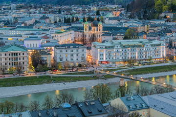 view of the city of salzburg  holy trinity church Dreifaltigkeitskirche