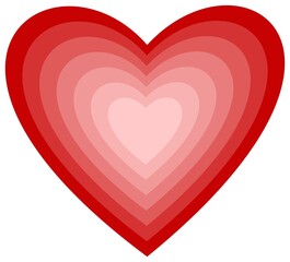 Abstrakte Herz Vektor Illustration in verschieden Rot Schattierungen. Weißer isolierter Hintergrund.