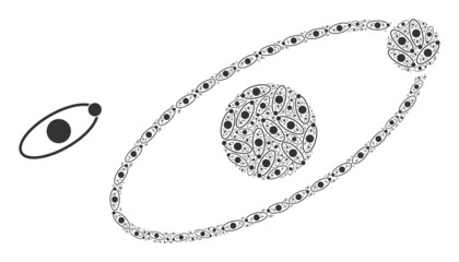 Fractal composition orbit icon. Vector collage is created from random rotated orbit icons. Fractal composition of orbit icons.