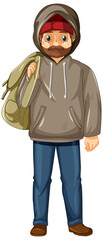 Homeless man cartoon character
