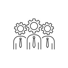 thin line development project icon with people