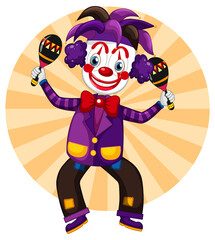 Colourful clown cartoon character