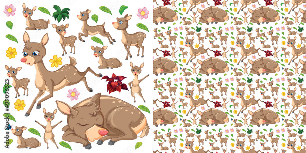 Poster cute animals cartoon seamless background