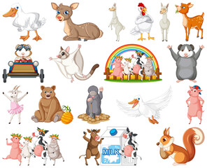 Set of animal cartoon character