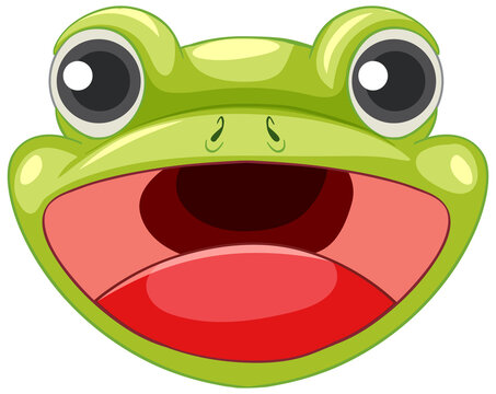 Cartoon face of green frog