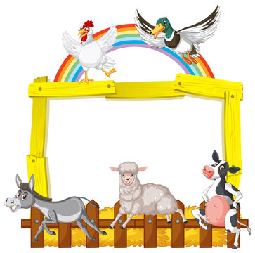 Sign board with animal farm on white background