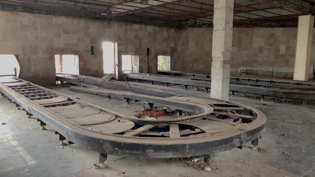 Abkhazia Sukhum abandoned after war airport building
USSR time deserted empty air terminal