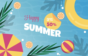 Fototapeta na wymiar Sea Beach Fruit Summer Sale Holiday Event Poster Template