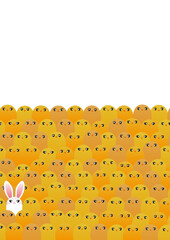 Süßer Osterhase zwischen Küken