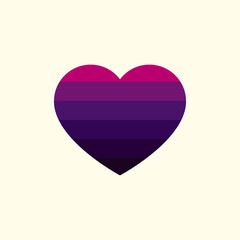 Vintage sunset in the shape of a heart, in the style of the 80s. Vector background. A design element.