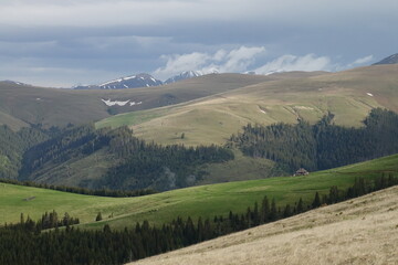 Landscape with traditional sheepfold in the mountains