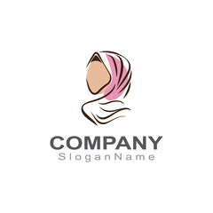 Muslim hijab woman Logo template vector illustration design