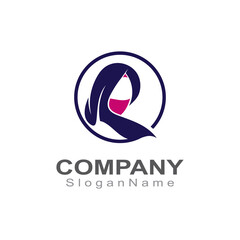 Muslim hijab woman Logo template vector illustration design