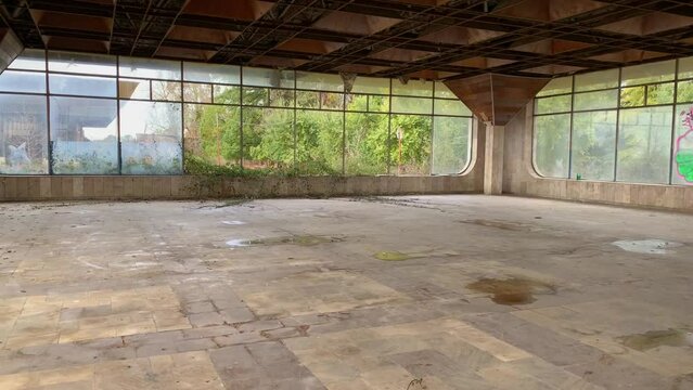 Abkhazia Sukhum abandoned after war airport building
USSR time deserted empty air terminal
