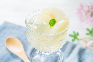 手作り寒天と白桃