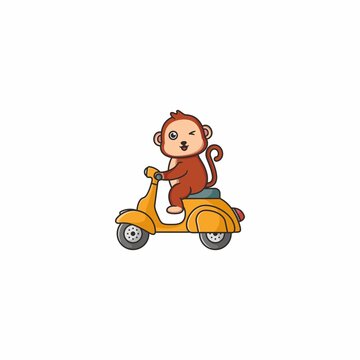 Monkey Scooter Mascot Logo Design