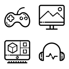 Computer Technology Flat Icon Set Isolated On White Background