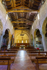 Fototapeta na wymiar Medieval church of Saints Cornelio and Cipriano at Codiponte, Tuscany, interior