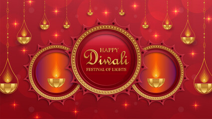 Festive Diwali and Deepawali card. The indian festival of lights