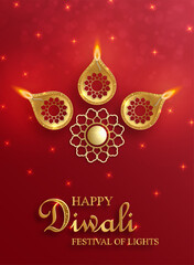 Fototapeta premium Festive Diwali and Deepawali card. The indian festival of lights