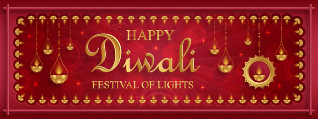 Festive Diwali and Deepawali card. The indian festival of lights
