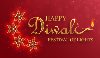 Festive Diwali and Deepawali card. The indian festival of lights