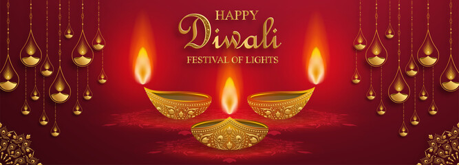 Festive Diwali and Deepawali card. The indian festival of lights
