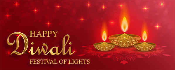 Festive Diwali and Deepawali card. The indian festival of lights