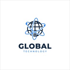 Globe technology logo vector. Modern World logo