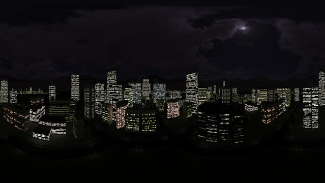 night city 360 HDRI. environment, panorama, 3d rendering 04	
