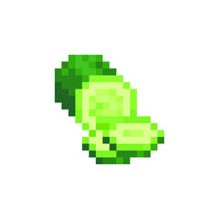 Cucumber, vegetables pixel art icon, isolated vector illustration. Design for stickers, logo, mobile app. Video game assets 80s 8-bit sprite sheet.