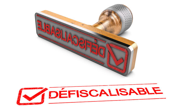 Fiscalit&eacute; immobili&egrave;re, d&eacute;fiscalisation. Tampon sur fond blanc.