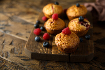 Homemade muffins with berries