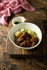 Beef goulash with potato dumplings