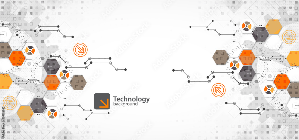 Wall mural abstract technology concept. circuit board, high computer background. vector illustration with space