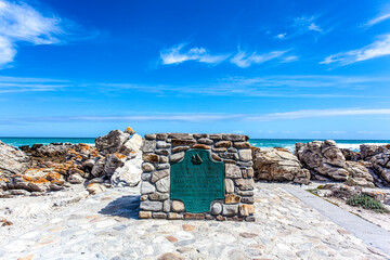 Monument for the most Southern tip of the African continent  in Cape l'Agulhas, Western Cape, South Africa, Africa