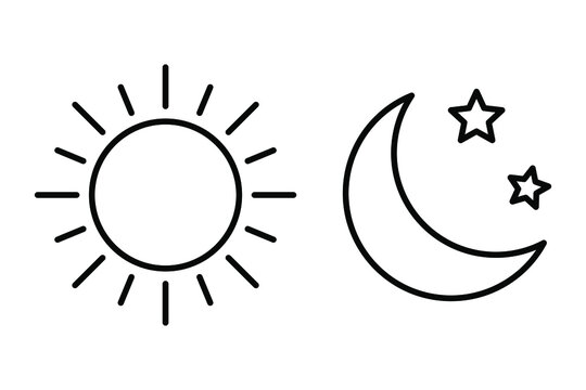 Sun moon icon illustration isolated vector sign symbol.
