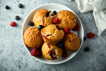 Homemade muffins with berries