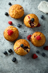 Homemade muffins with berries